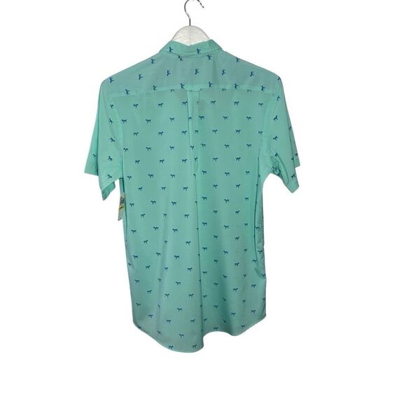 NWT IZOD Performance Cool mint green button down shirt with dog motif - M - Picture 3 of 6